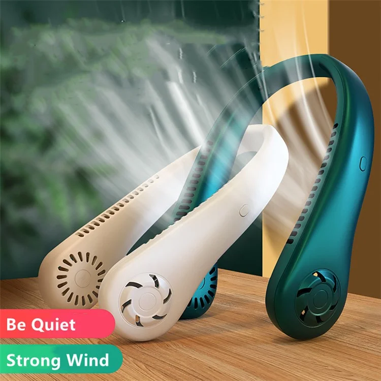 Ventilateur de Cou à Faible Bruit USB Mini-ventilateur de Refroidissement Rechargeable 3 Vitesses de Vent Portables de Vitesse D'été - Vert