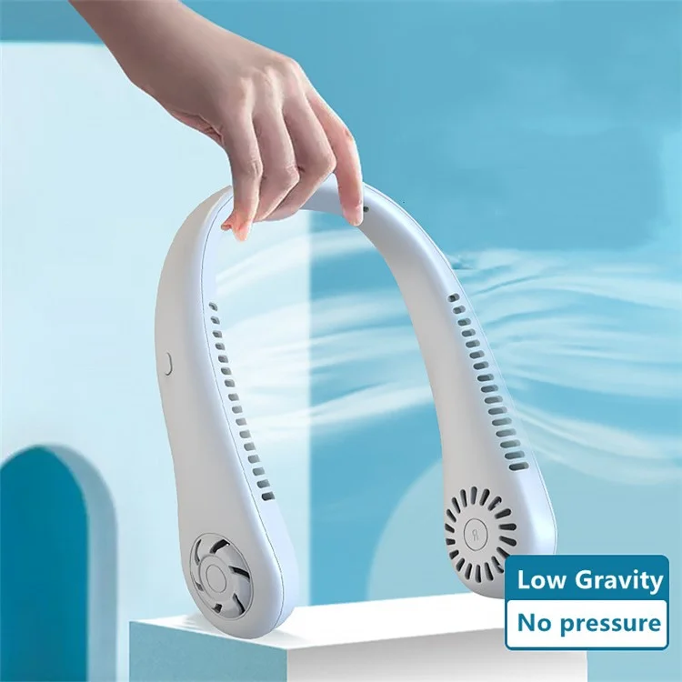 Ventilateur de Cou à Faible Bruit USB Mini-ventilateur de Refroidissement Rechargeable 3 Vitesses de Vent Portables de Vitesse D'été - Vert