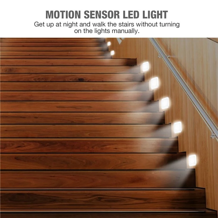 Sensor de Luz Infravermelho Quadrado Inteligente para Casa Luz de Armário Corredor Lâmpada de Controle Criativa Luz Noturna - Prata / Luz Branca