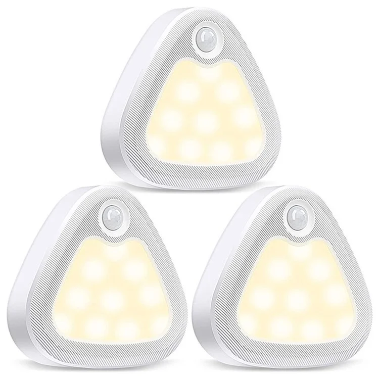 3Pcs / Set Triangle Motion Sensor Light Simple Smart Home Fashion Bedside Lamp Creative Magnetic Sensor LED Night Light - Warm Light
