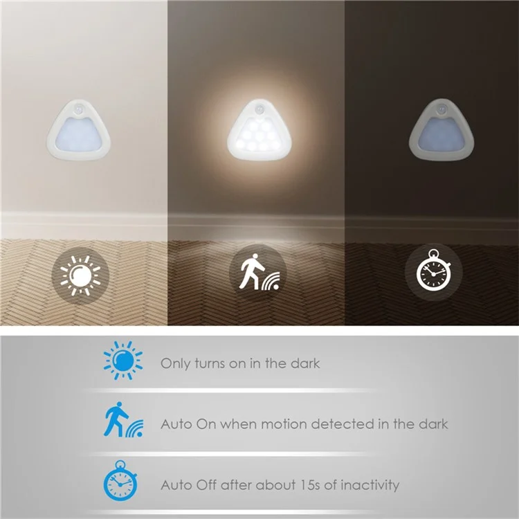 3Pcs / Set Triangle Motion Sensor Light Simple Smart Home Fashion Bedside Lamp Creative Magnetic Sensor LED Night Light - Warm Light