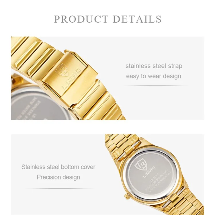 LIEBIG L1024 Fashion Couple Reloj de pulsera Correa de acero inoxidable Analógico de cuarzo - Esfera luminosa / Hombre