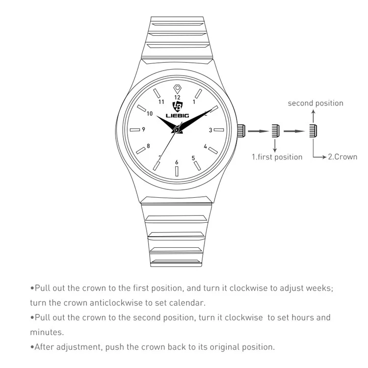 LIEBIG L1024 Fashion Couple Reloj de pulsera Correa de acero inoxidable Analógico de cuarzo - Esfera luminosa / Hombre