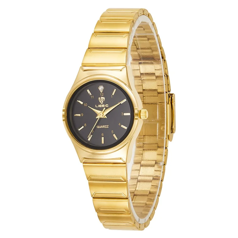 LIEBIG L1024 Fashion Couple Wrist Watch Stainless Steel Strap Analogue Quartz Watch - Black Dial / Women