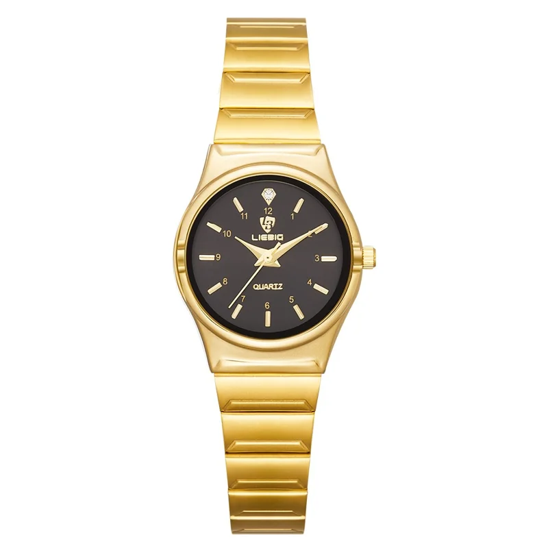 LIEBIG L1024 Fashion Couple Wrist Watch Stainless Steel Strap Analogue Quartz Watch - Black Dial / Women