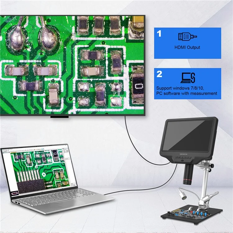ANDONSTAR AD409-Pro Microscopio Digital de 10 pulgadas LCD para Soldadura de Reparación de PCB, SMD, Electrónica y Teléfonos - Enchufe de la UE 