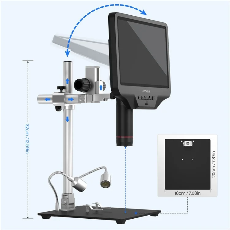 ANDONSTAR AD409-Pro Microscopio Digital de 10 pulgadas LCD para Soldadura de Reparación de PCB, SMD, Electrónica y Teléfonos - Enchufe de la UE 