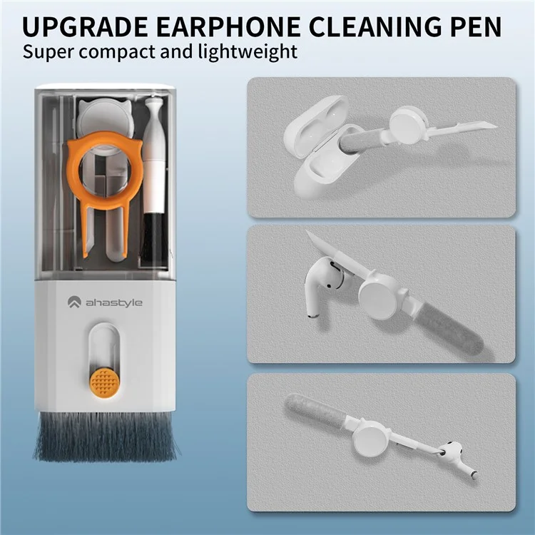 AHASTYLE WG121 10-in-1 Earphone Phone Keyboard Dust Removal Pen Brush Multifunction Cleaning Tool - White