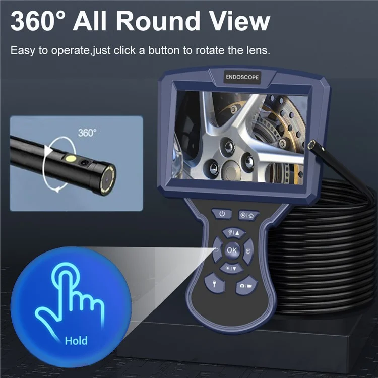 MS550 2m Kabel 360-Grad-Drehung 8,5 mm Duallinsige Endoskopkamera 5-Zoll-Bildschirm Industrielle Inspektionskamera