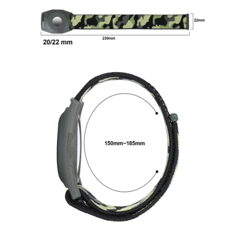 For Apple AirTag Bluetooth-compatible Tracker TPU Case + Loop Fastener Nylon Bracelet Strap, with Front Back Film Set, Adult Type - Army Green Camouflage