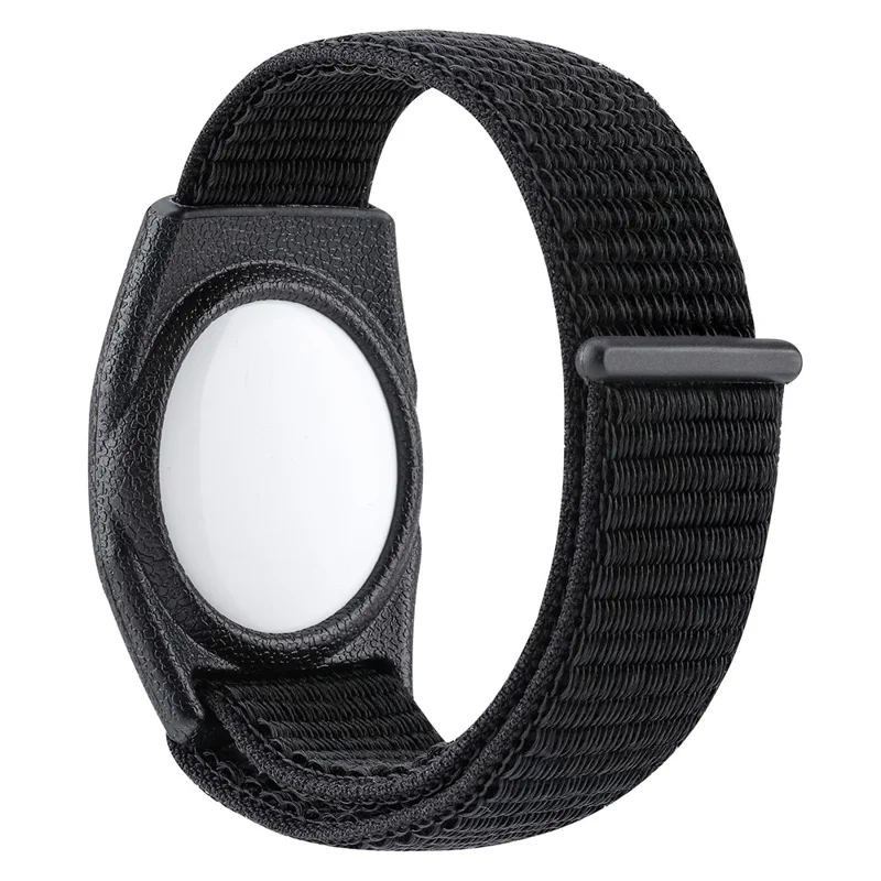 Opaska z nylonu i etui TPU z zatrzaskiem do Apple AirTag, z kompatybilnym Bluetooth, z zestawem folii przedniej i tylnej, typ dla dorosłych - ciemny czarny