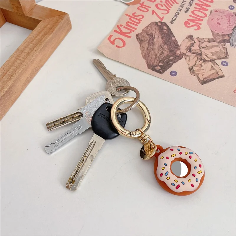 Siliconebeskyttelsesdækk med ringbeslag og donutdesign til Apple AirTag Bluetooth-kompatibel tracker - Rose