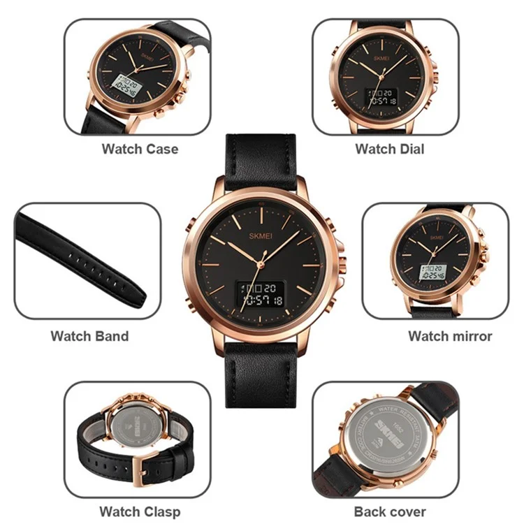 Bulk Purchasing SKMEI 1652 Dual Display Electronic Watch Multifunctional Luminous Watch - Black