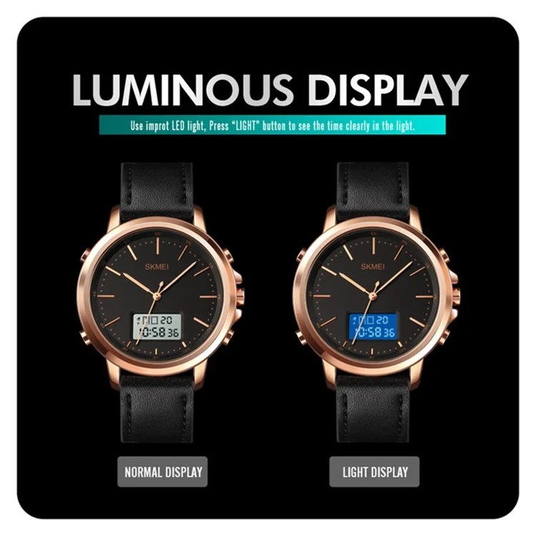 Bulk Purchasing SKMEI 1652 Dual Display Electronic Watch Multifunctional Luminous Watch - Black