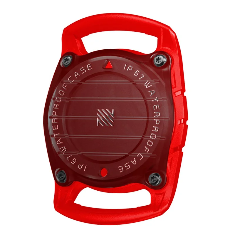 IP67 Waterproof Case for AirTag Bluetooth-compatible Tracker TPU+PC Full Body Protective Cover - Red