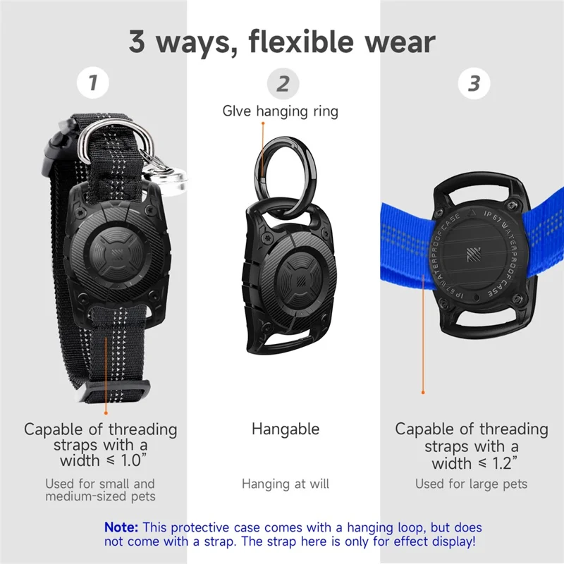 IP67 Waterproof Case for AirTag Bluetooth-compatible Tracker TPU+PC Full Body Protective Cover - Red