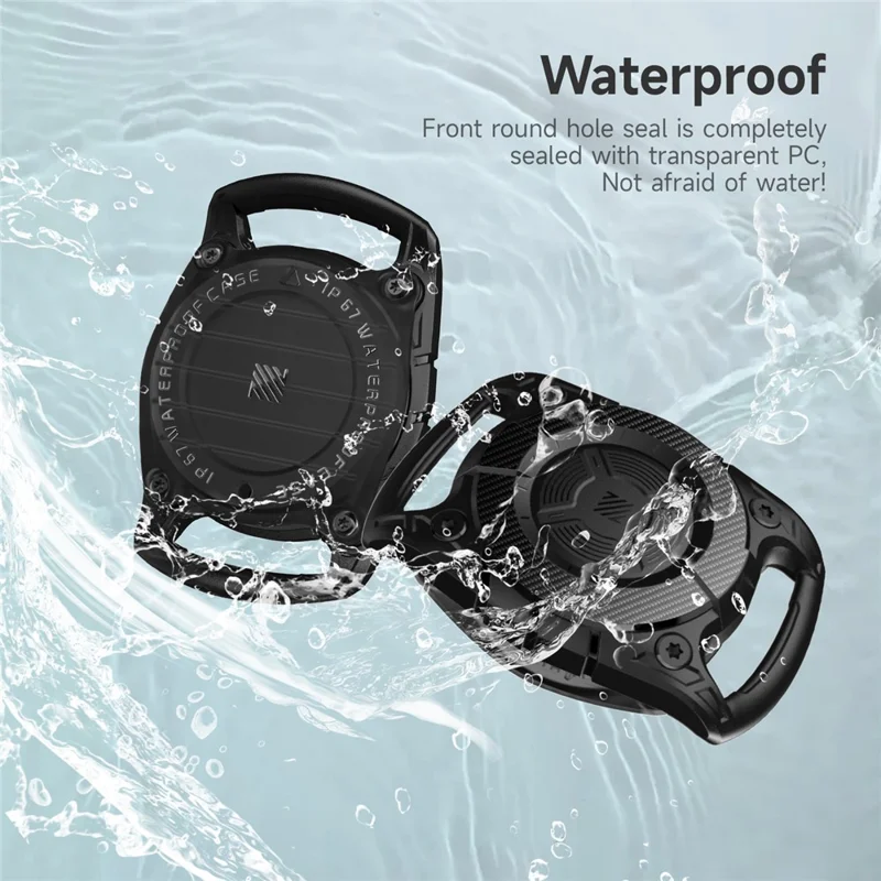 IP67 Waterproof Case for AirTag Bluetooth-compatible Tracker TPU+PC Full Body Protective Cover - Red