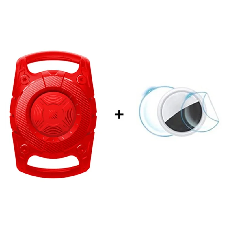 Soft TPU Case for AirTag Bluetooth-compatible Tracker Protective IP67 Waterproof Cover, with Front Back Film Set - Red