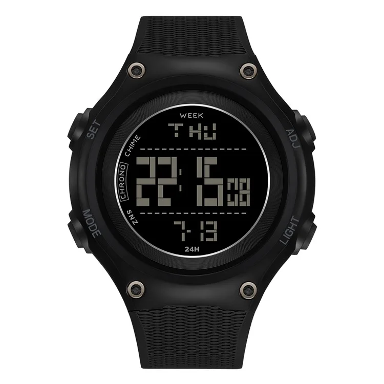 SANDA 2141 Youth Student Outdoor Sports Electronic Watch 50m Water Resistant Night Light Display Watch - All Black