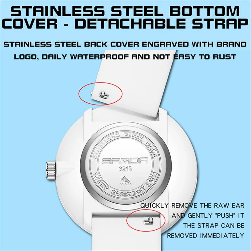 SANDA 3215 Fashionable Multi-Layer Gear Electronic Watch Night Vision Fluorescence 50m Waterproof Watch - Black / White