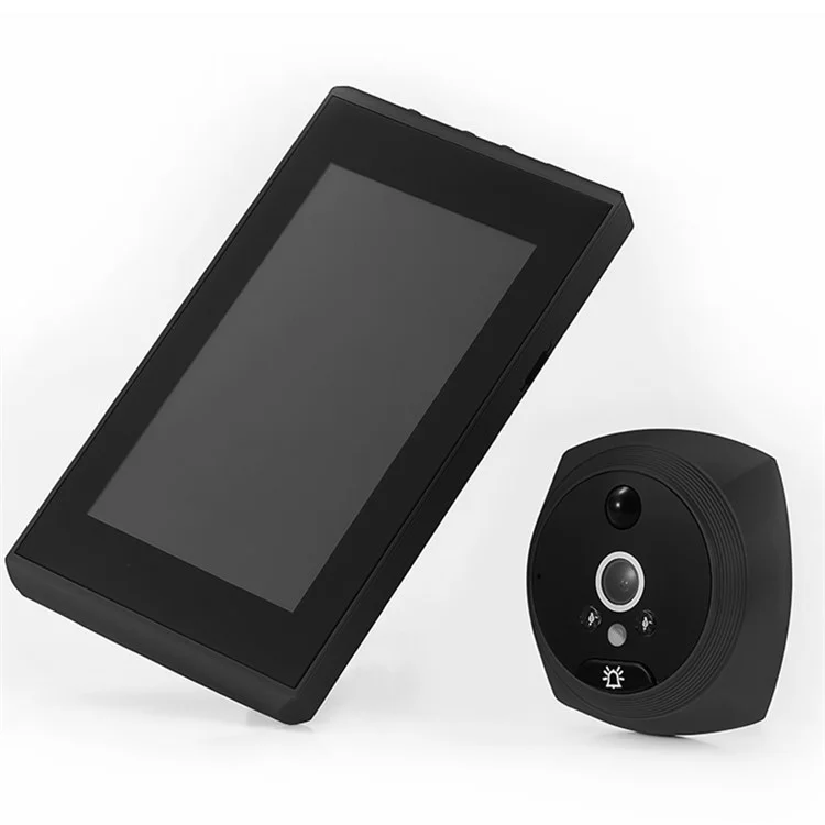 Affichage LCD de 4,5 pouces N7 Night Vision Doorbell pour l'enregistrement photo et vidéo, sonnette alimentée par batterie 2500 mAh avec détection de mouvement - Noir