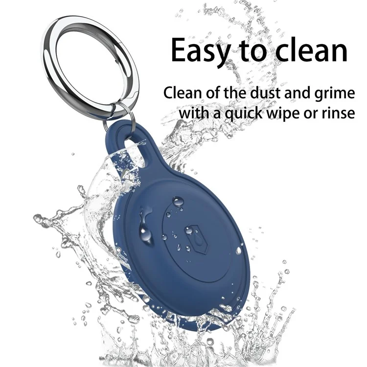 Silicone case for Apple AirTag Bluetooth Tracker Keychain Support Sleeve Waterproof Cover with Buckle - Dark Blue