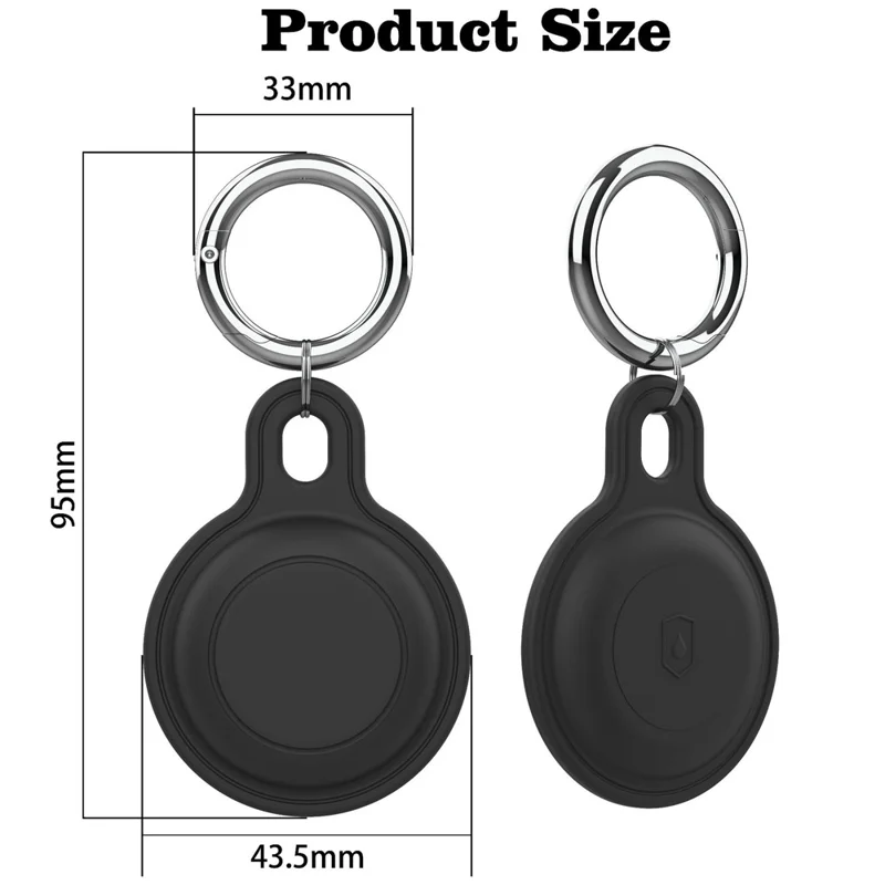 Silicone Case for Apple AirTag Bluetooth-compatible Tracker Keychain Holder Sleeve Waterproof Cover, with Front Back Film Set, with Buckle - Black
