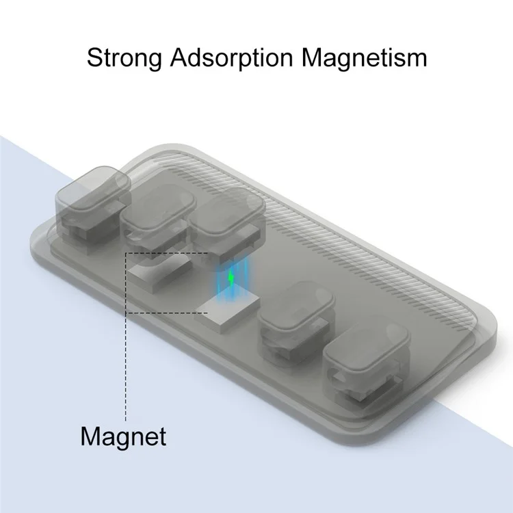 Clip magnético para cables de silicona autoadhesiva para la parte inferior, organizador de línea de soporte de escritorio - Azul