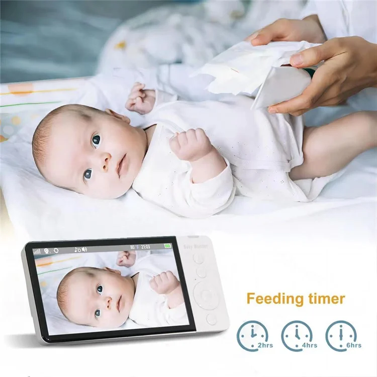 ABM700 5-inch Baby Monitor 1080P Camera Monitor Transmitter + Receiver Set Support Two-Way Voice - UK Plug
