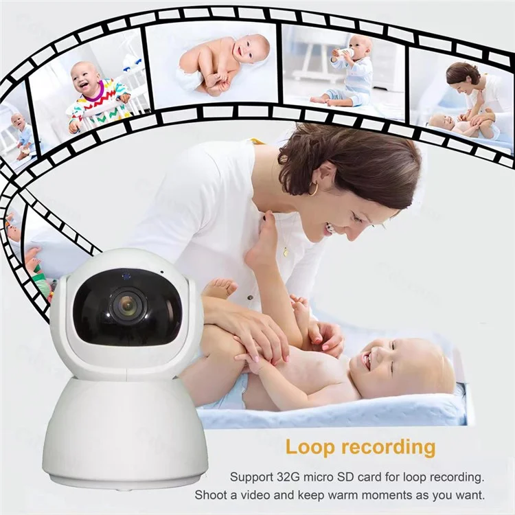 Babyphone ABM700 5 pouces 1080P Caméra Moniteur Émetteur + Récepteur Ensemble Avec Fonction Interphone Bidirectionnel - Prise EU