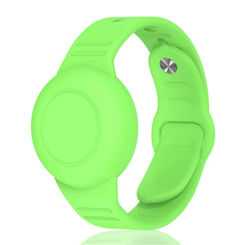 Waterproof Silicone Case for Apple AirTag Tracker Bracelet for Kids Bluetooth-compatible Finder Wristband Full Case Cover - Luminous Green