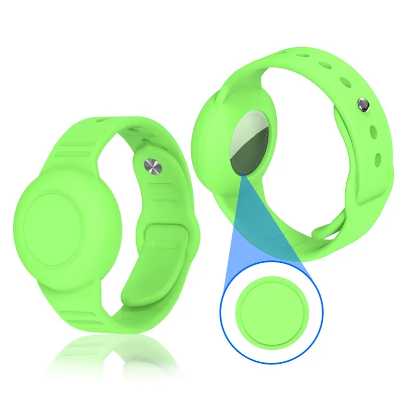 Waterproof Silicone Case for Apple AirTag Tracker Bracelet for Kids Bluetooth-compatible Finder Wristband Full Case Cover - Luminous Green