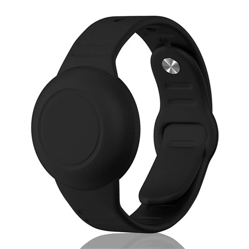 Waterproof Silicone Case for Apple AirTag Tracker Bracelet for Kids Bluetooth-compatible Finder Wristband Full Case Cover - Black