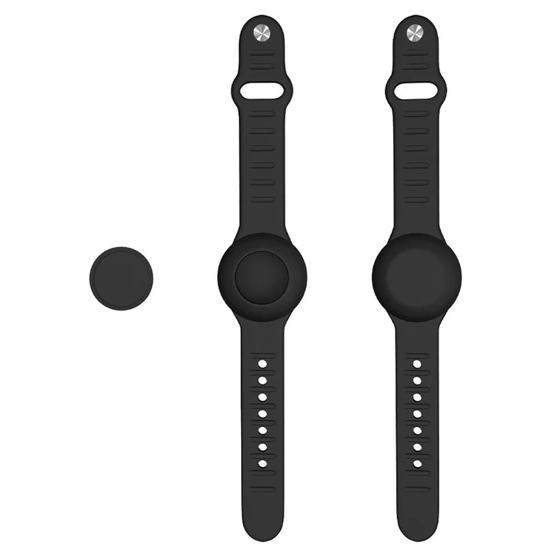 Waterproof Silicone Case for Apple AirTag Tracker Bracelet for Kids Bluetooth-compatible Finder Wristband Full Case Cover - Black