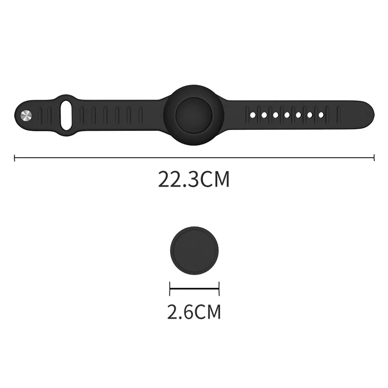 Waterproof Silicone Case for Apple AirTag Tracker Bracelet for Kids Bluetooth-compatible Finder Wristband Full Case Cover - Black