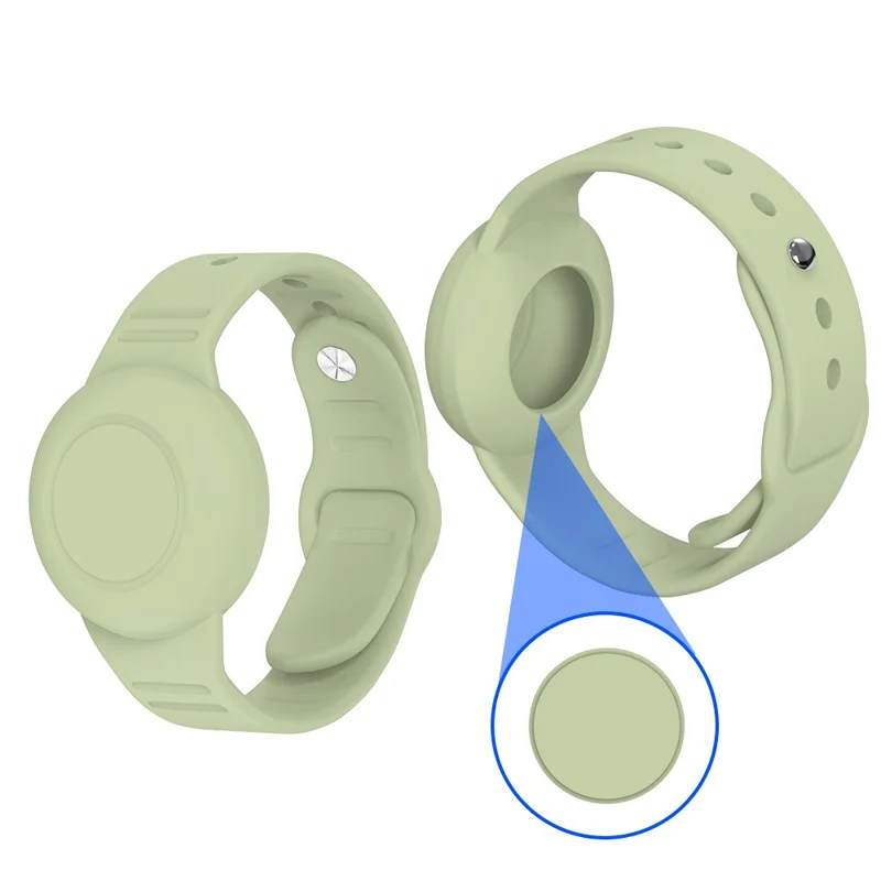 Waterproof Silicone Case for Apple AirTag Tracker Bracelet for Kids Bluetooth-compatible Finder Wristband Full Case Cover - Green