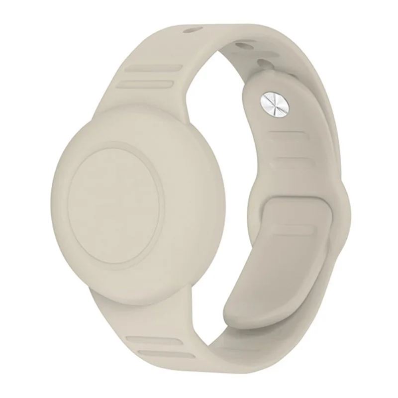 Waterproof Silicone Case for Apple AirTag Tracker Bracelet for Kids Bluetooth-compatible Finder Wristband Full Case Cover - Beige