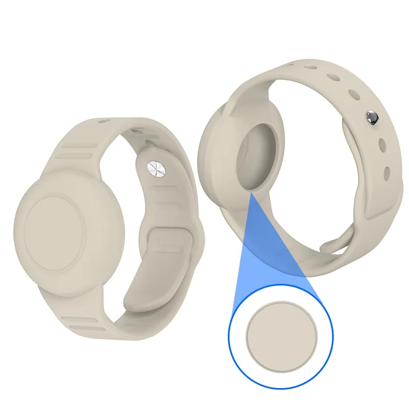 Waterproof Silicone Case for Apple AirTag Tracker Bracelet for Kids Bluetooth-compatible Finder Wristband Full Case Cover - Beige