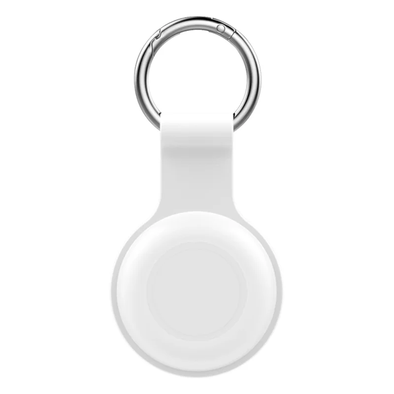 Silicone Case for Apple AirTag Bluetooth-compatible Tracker Protector Sleeve Anti-Lost Pet Locator Cover with Buckle - White