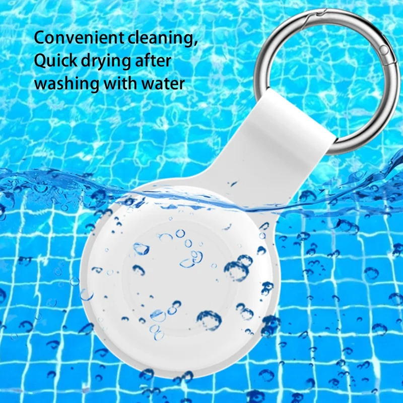 Silicone Case for Apple AirTag Bluetooth-compatible Tracker Protector Sleeve Anti-Lost Pet Locator Cover with Buckle - White