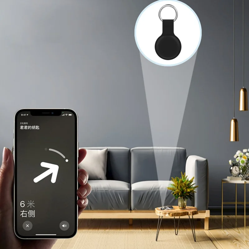 Silicone Case for Apple AirTag Bluetooth-compatible Tracker Protector Sleeve Anti-Lost Pet Locator Cover with Buckle - Matcha Green