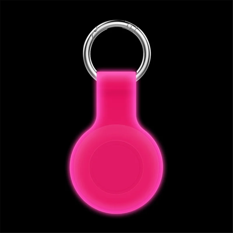 Silicone Case for Apple AirTag Bluetooth-compatible Tracker Protector Sleeve Anti-Lost Pet Locator Cover with Buckle - Luminous Pink