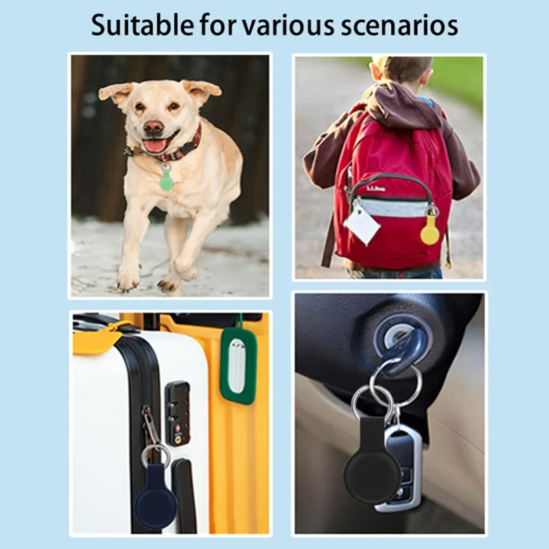Silicone Case for Apple AirTag Bluetooth-compatible Tracker Protector Sleeve Anti-Lost Pet Locator Cover with Buckle - Luminous Pink