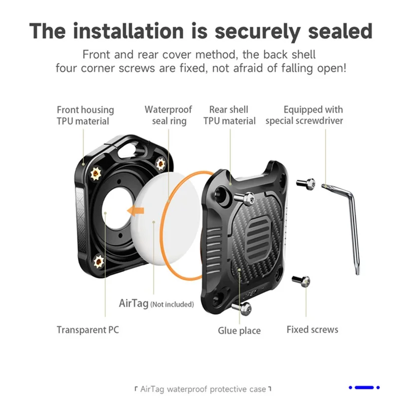 TPU + PC Case for AirTag Tracker, Anti-drop IP67 Waterproof Locator Protective Cover - White