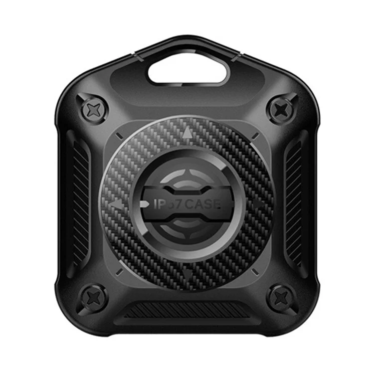 IP67 Waterproof TPU + PC Case for AirTag Bluetooth-compatible Tracker Anti-Scratch Locator Cover, with Front Back Film Set - Black