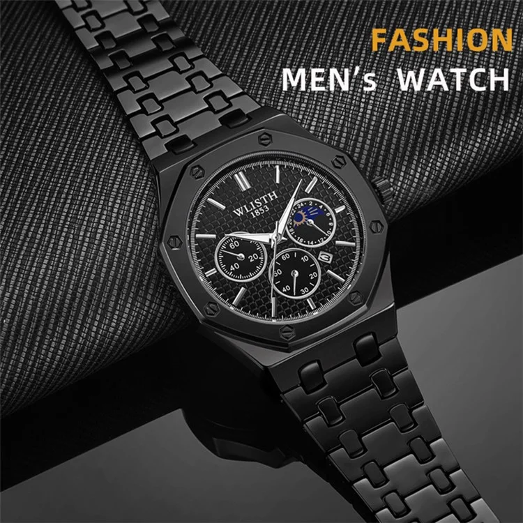 WLISTH 6149 Ligola Strap Business Quartz Watch Luminous Wrist Watch With Calendar - Preto / Homens