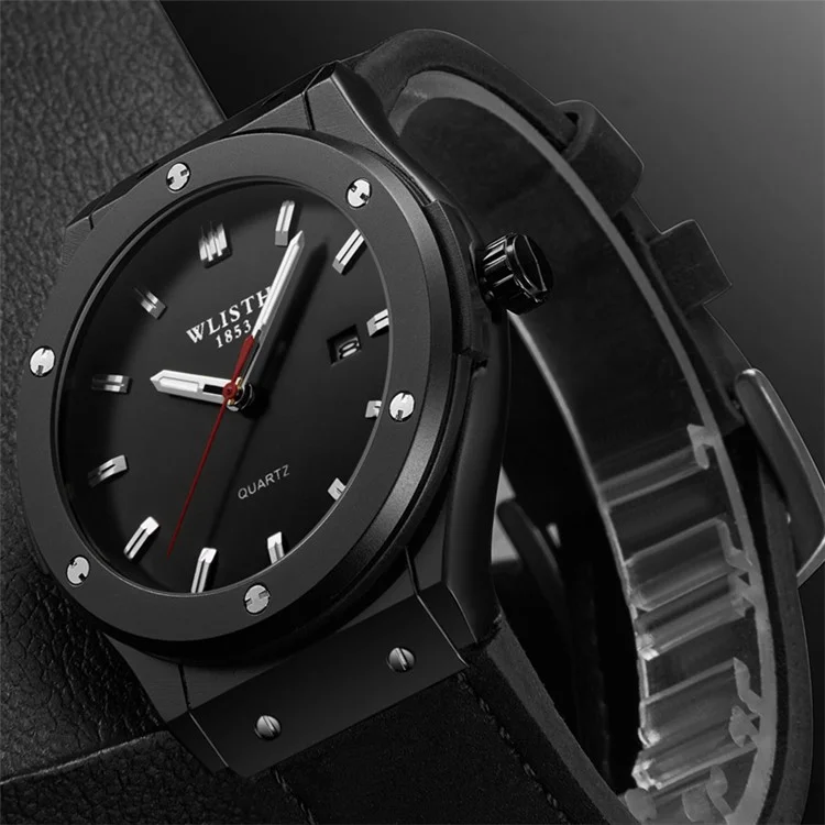 WLISTH S939 Sports Quartz Uhr Leuchtende Tägliche Wasserdichte Armbanduhr mit Kalenderanzeige - Schwarzes Stahlarmband