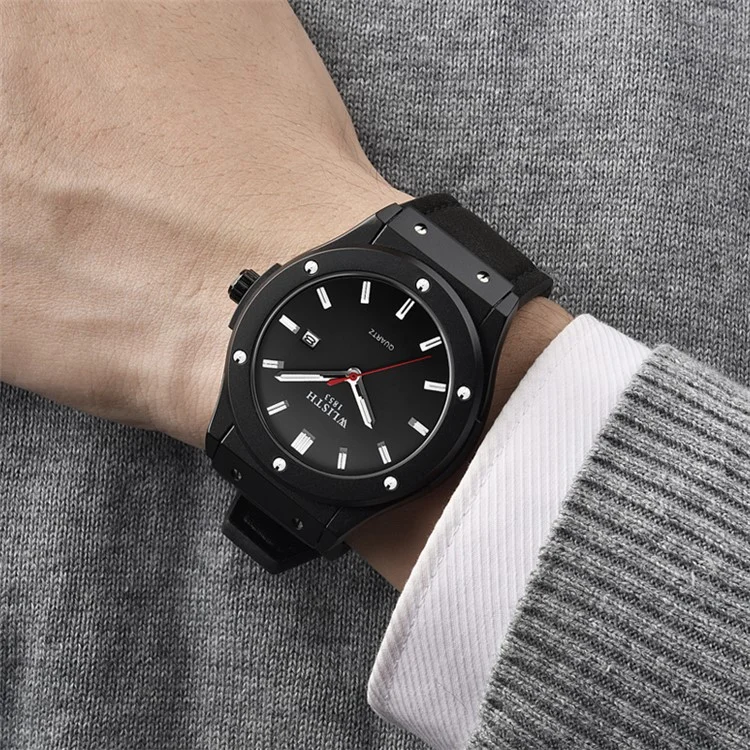 WLISTH S939 Sports Quartz Uhr Leuchtende Tägliche Wasserdichte Armbanduhr mit Kalenderanzeige - Schwarzes Stahlarmband