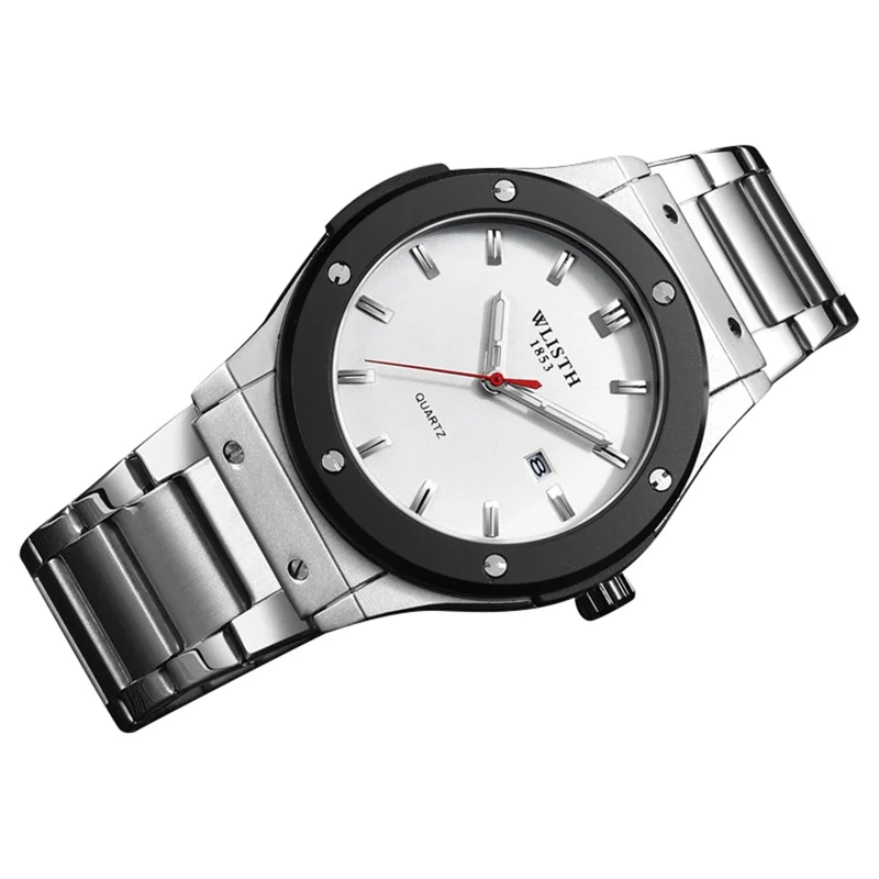 WLISTH S939 Sports Quartz Watch Luminous Daily Life Waterproof Wrist Bracelet Watch with Calendar Display - Silver Steel Strap