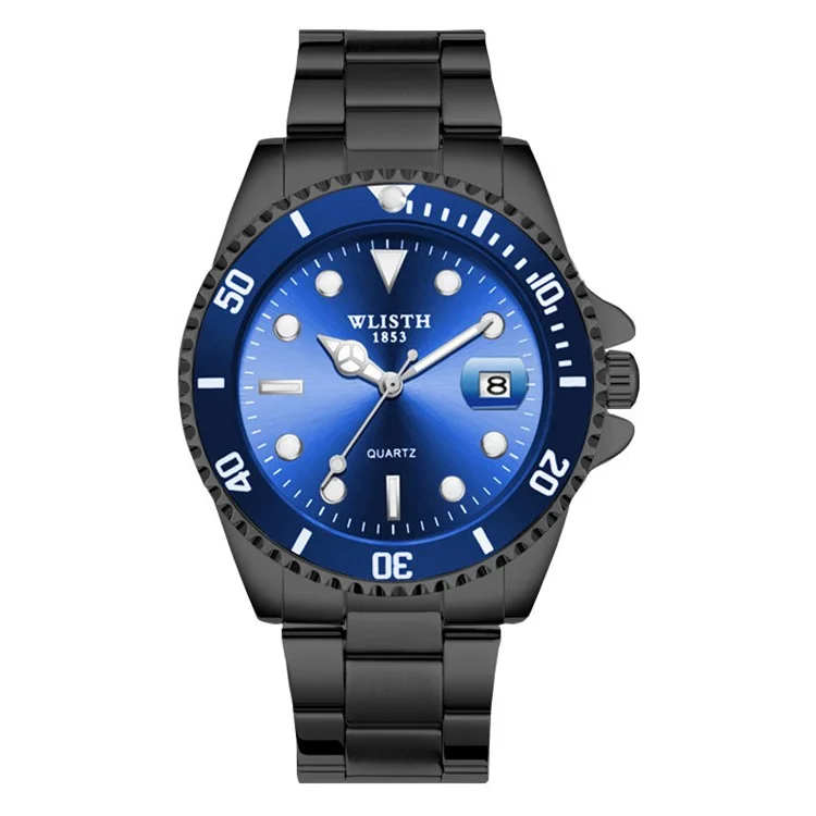 WLISTH 6057 Luminous Watch Daily Life Waterproof Bracelet Wrist Watch Band with Calendar Display Function - Blue / Black
